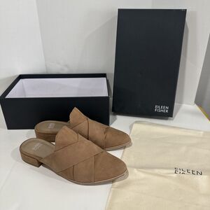 Eileen Fisher Women's 8 Bauer Crisscross Mule Slide Nubuck Leather in Wheat